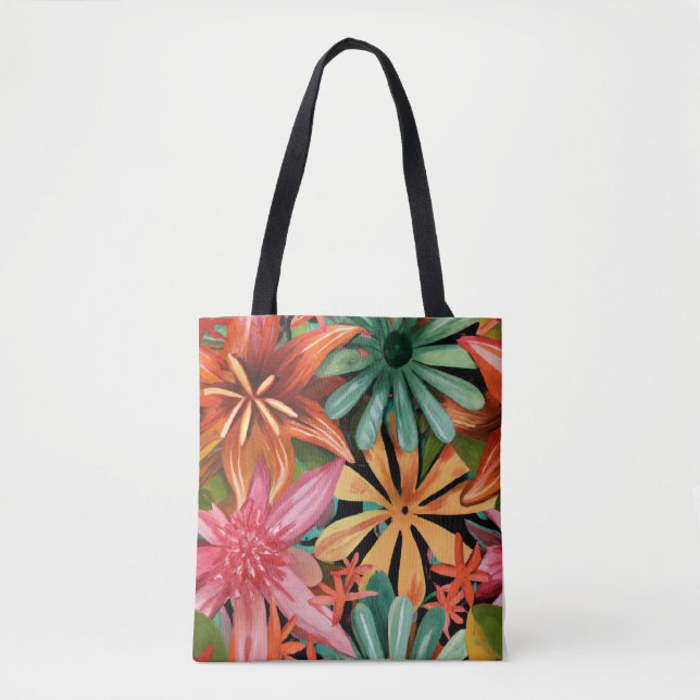 Bolso De Tela tropical/hawaiano/floral/floral (Anverso)