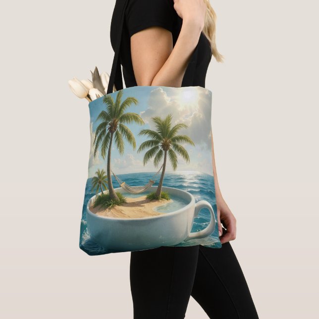Bolso De Tela Tropical Island With Hammock in a Teacup (Detalle)