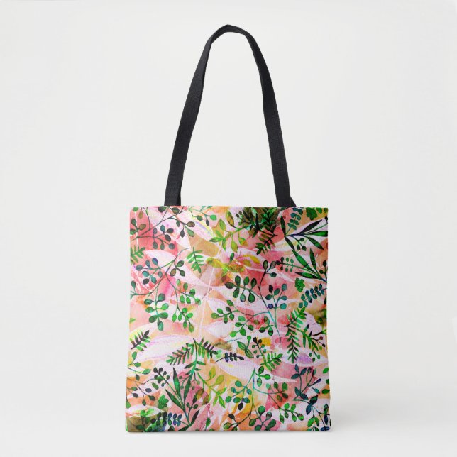 Bolso De Tela Tropical leaves pattern repeating. Artistic photo  (Anverso)