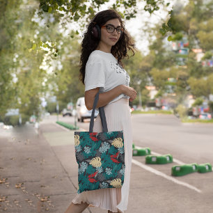 Bolso De Tela Tropical oscuro