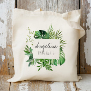 Bolso De Tela Tropical Plam Leaf Personalized Bridesmaid