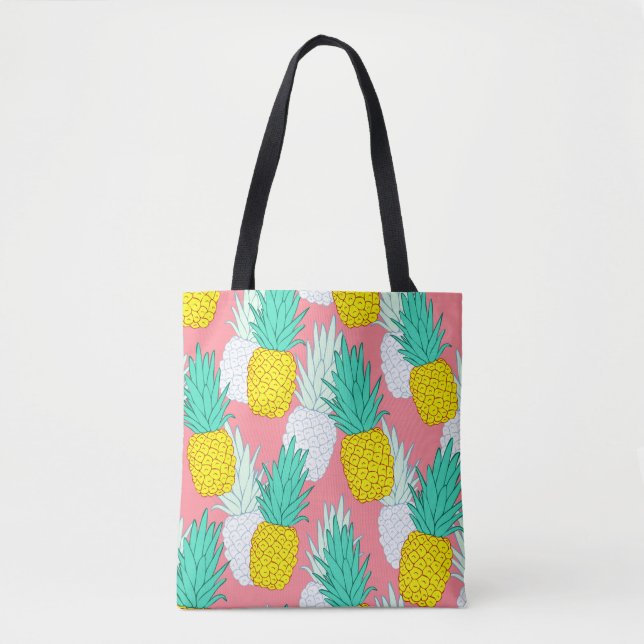 Bolso De Tela Tropical seamless pattern with exotic pineapples.  (Anverso)