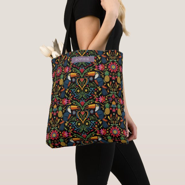 Bolso De Tela Tropical Toucan Pineapple Vibrant  (Detalle)