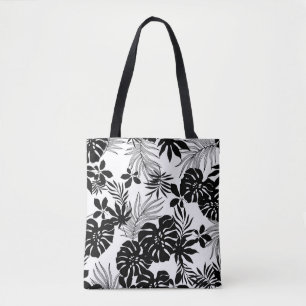Bolso De Tela Tropicales blancos y negros: Naturaleza silueta