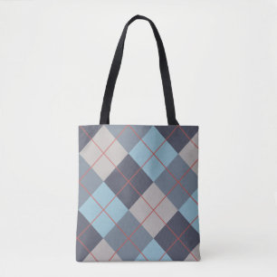 Bolso De Tela Truco Azul Gris Algodón Naranja Patrón rojo