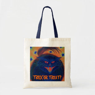 Bolso De Tela Truco azul o invitación del gato asustadizo "?"
