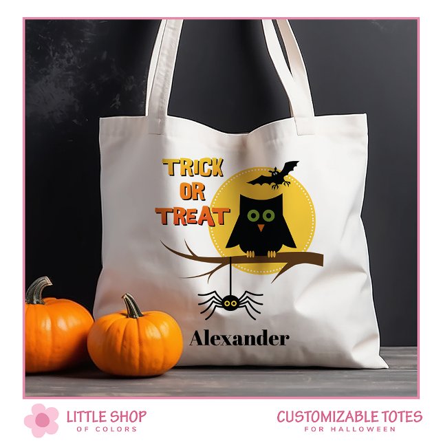 Bolso De Tela Truco de búho o trata Halloween (Subido por el creador)