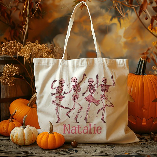 Bolso De Tela Truco De Esqueleto Rosado Personalizado O Tratamie (Subido por el creador)