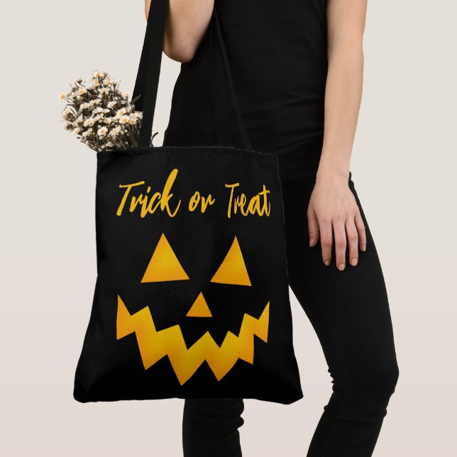 Bolso De Tela Truco de Halloween o trata la cara de calabaza bri (Detalle)