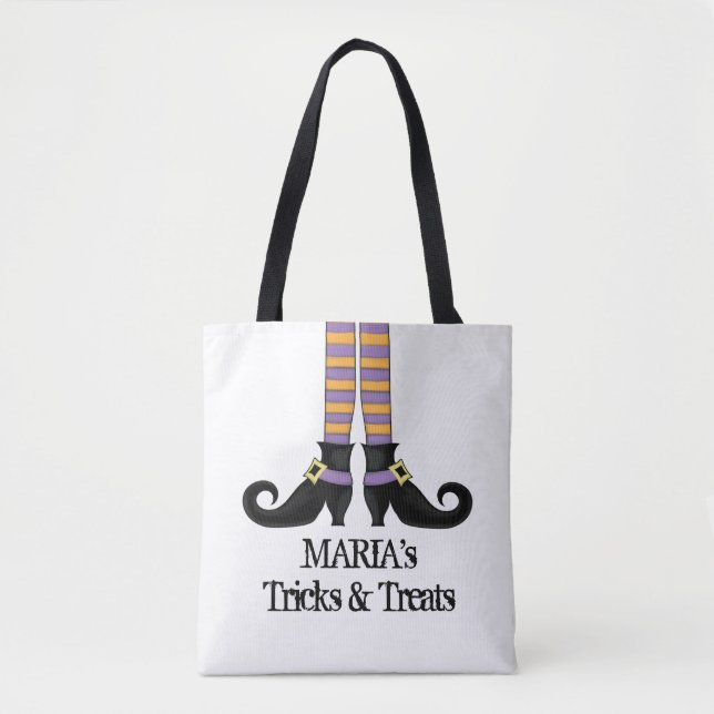 Bolso De Tela Truco De Halloween O Trate De Zapatos De Brujas Wh (Anverso)