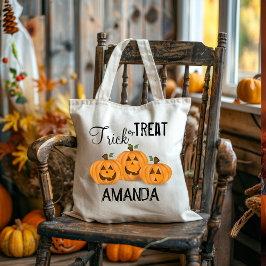 Bolso De Tela Truco De Halloween O Trato Calabaza Whimsical