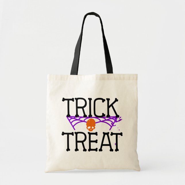 Bolso De Tela Truco espeluznante o maletín de té de Halloween (Frente)