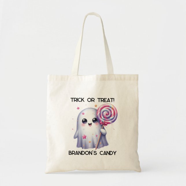 Bolso De Tela Truco fantasma de personalizable o trata Halloween (Frente)
