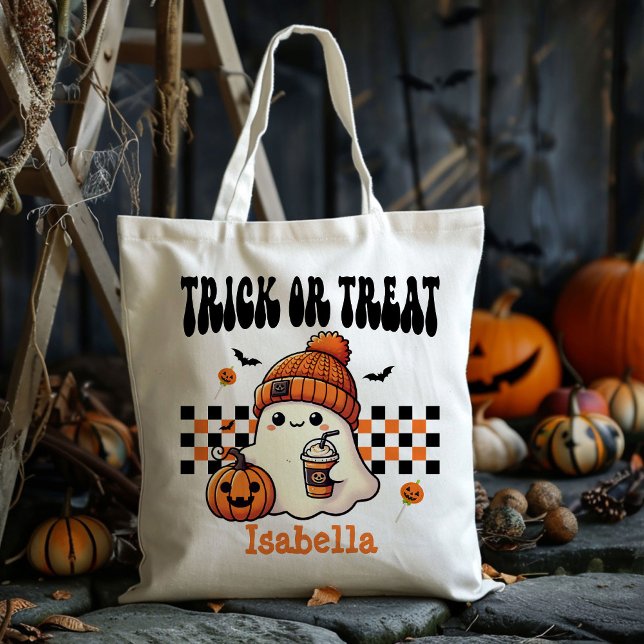Bolso De Tela Truco Guay Retro Ghost Personalizado O Trate Candy (Subido por el creador)