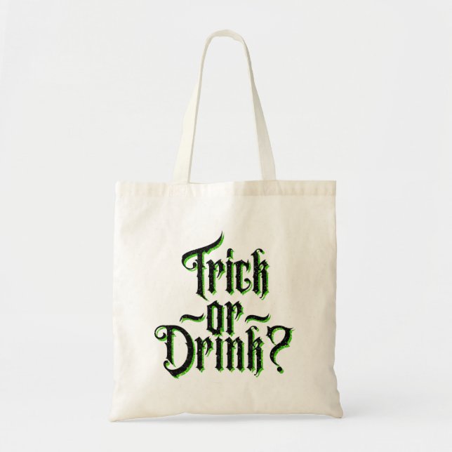 Bolso De Tela ¿Truco o bebida? Purpurina adulto de Halloween (Frente)