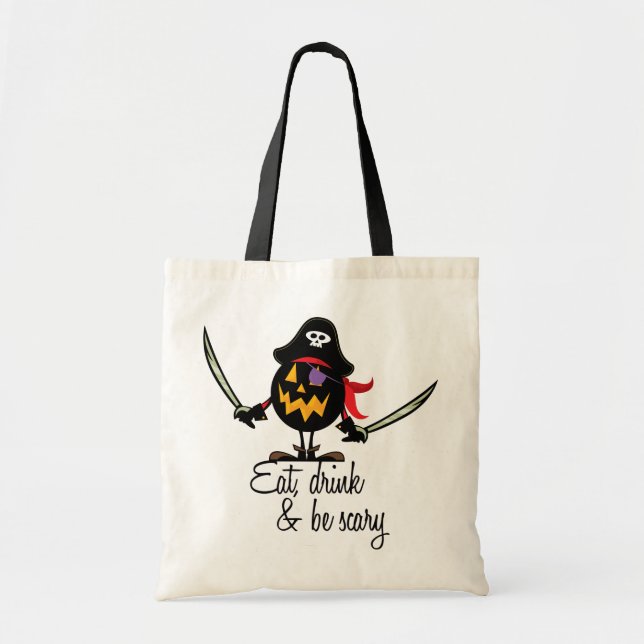 Bolso De Tela Truco o invitación de Halloween del pirata (Frente)