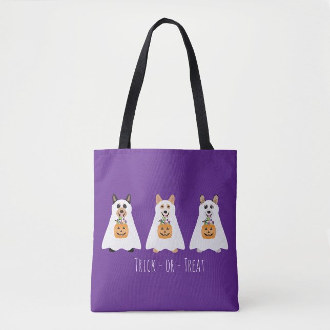 Bolso De Tela Truco O Tratamiento Corgi Ghost Dogs Halloween (Anverso)