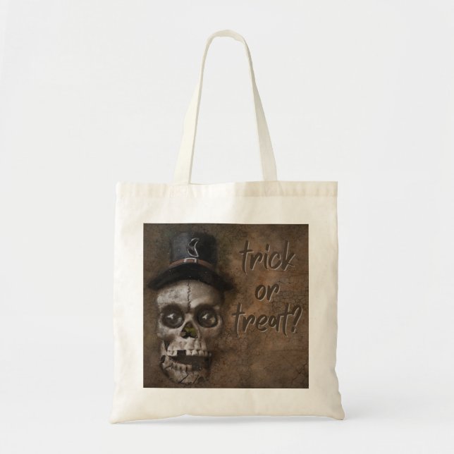 Bolso De Tela Truco O Tratamiento De Halloween Con Calavera Góti (Frente)