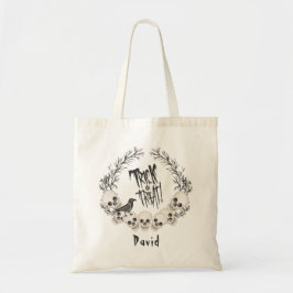 Bolso De Tela Truco o tratamiento de Wreath Raven Skull espeluzn