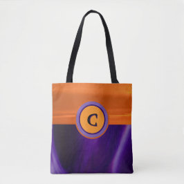 Bolso De Tela Truco o tratamiento Monograma púrpura y Naranja