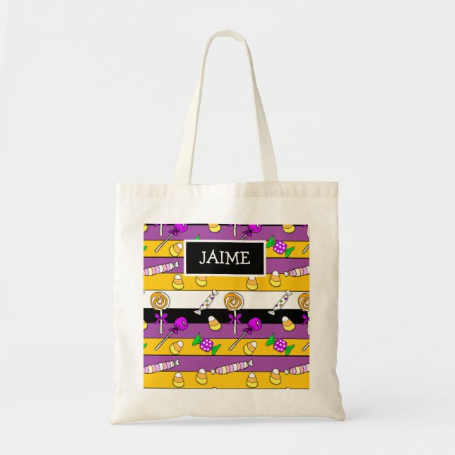 Bolso De Tela Truco o tratamiento personalizado del dulce de Hal (Frente)