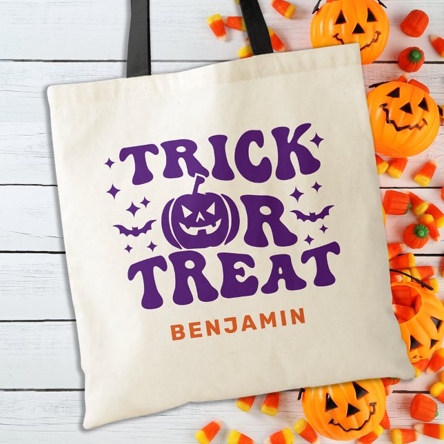 Bolso De Tela Truco O Tratamiento Retro Simple Halloween Persona (Subido por el creador)