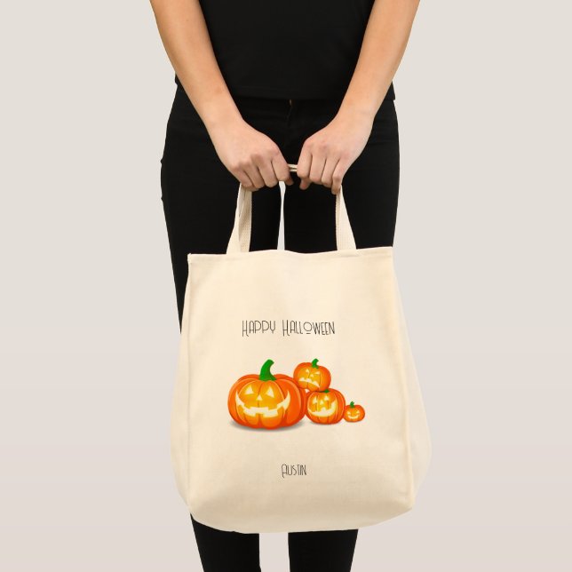 Bolso De Tela Truco o trato a Jack-O-Lantern - Personalizar (Anverso (producto))