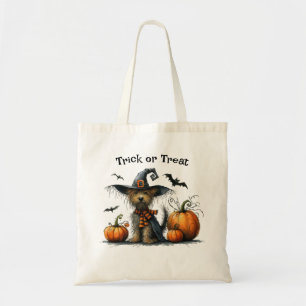 Bolso De Tela Truco o trato a perro de Halloween en Gorra de bru