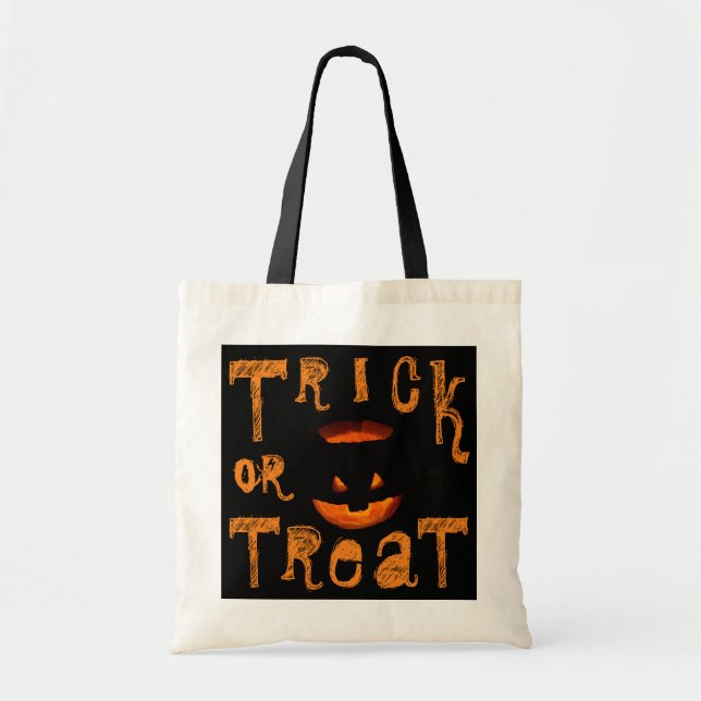 Bolso De Tela Truco o trato al cráneo de Halloween (Frente)