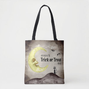 Bolso De Tela Truco o trato (¡añada nombre!) Luna con fantasía d