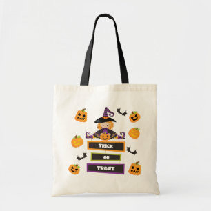 Bolso De Tela Truco o trato Bruja de Halloween Calabaza