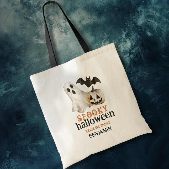 Bolso De Tela Truco o trato con nombres de Halloween fantasmales (Subido por el creador)