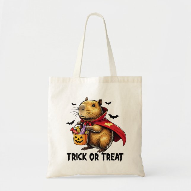 Bolso De Tela Truco o trato de Capybara Halloween (Frente)