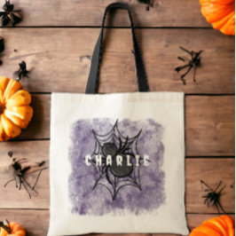 Bolso De Tela Truco o trato de dulces de Halloween de araña negr