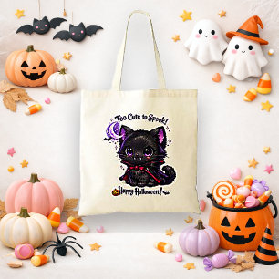 Bolso De Tela Truco o trato de gato vampiro negro Kawaii
