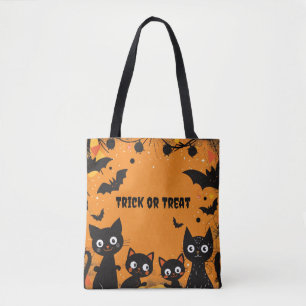 Bolso De Tela Truco o trato de Halloween para gatos negros