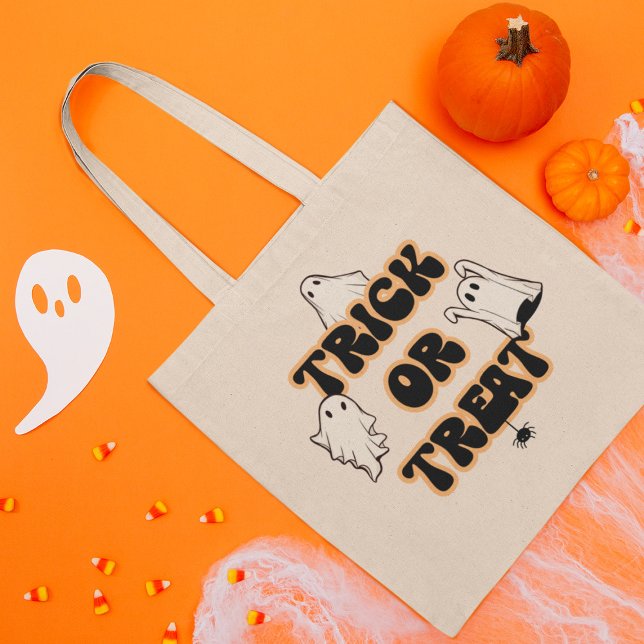 Bolso De Tela Truco o trato de Halloween retro ghosts (Subido por el creador)