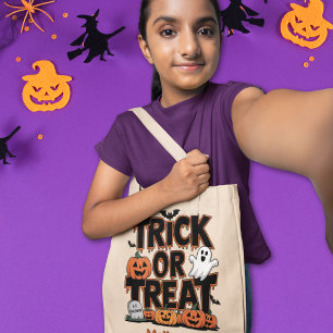 Bolso De Tela Truco o trato / Feliz personalizado de Halloween