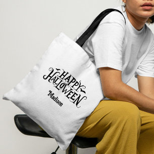 Bolso De Tela Truco o trato feliz personalizado de Halloween