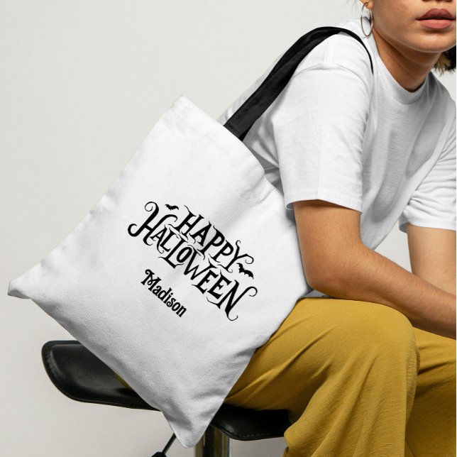 Bolso De Tela Truco o trato feliz personalizado de Halloween (Happy Halloween Tote Bag)