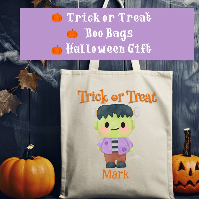 Bolso De Tela Truco o trato Frankenstein Halloween (Subido por el creador)
