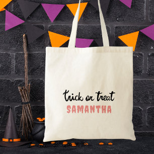 Bolso De Tela Truco o trato moderno lindo y simple de Halloween