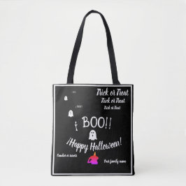 Bolso De Tela truco o trato, nombre, halloween personalizado, bo