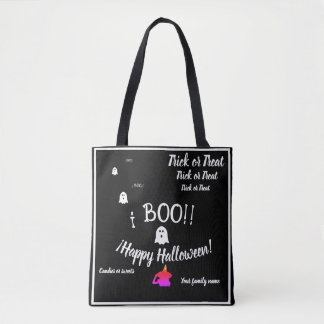 Bolso De Tela truco o trato, nombre, halloween personalizado, bo