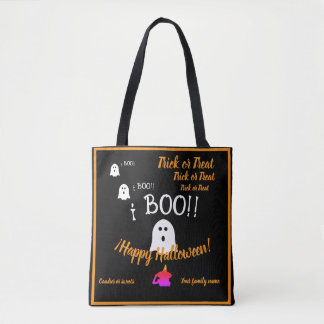 Bolso De Tela truco o trato, nombre, halloween personalizado, bo