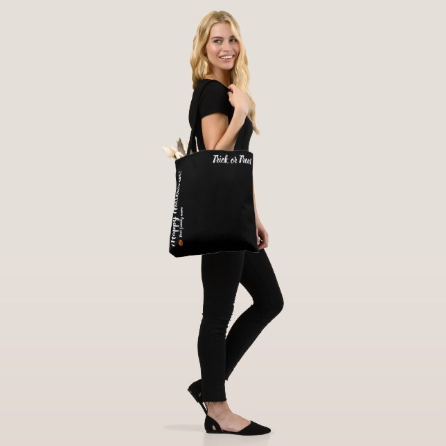 Bolso De Tela truco o trato, nombre personalizado, feliz hallowe (Puesto)