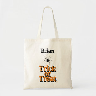 Bolso De Tela Truco o trato Personaliza tu nombre Spooky Spider