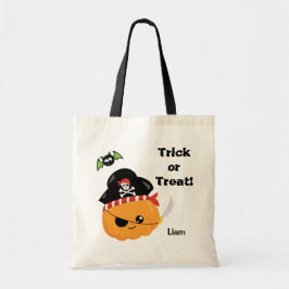 Bolso De Tela Truco o trato pirata de calabaza para Halloween