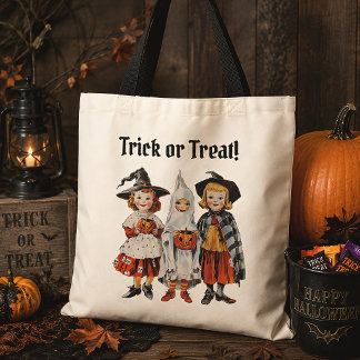 Bolso De Tela Truco o trato vintage para niños de Halloween retr