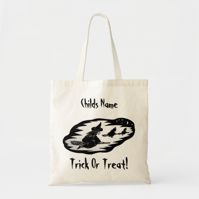 Bolso De Tela truco o truco de broomsticks de brujas voladoras e (Frente)
